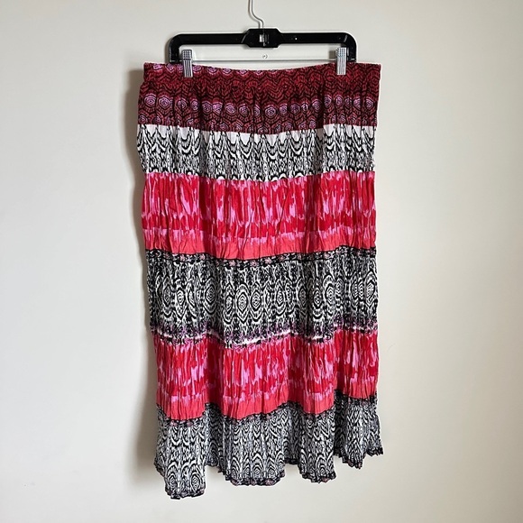 Kim Roger’s Women’s Cotton Multicolor MIDI Elastic Waist Unlined Skirts - Picture 2 of 5